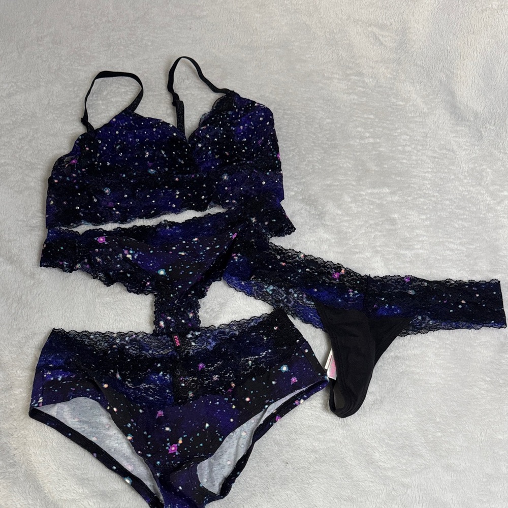 PINK Victoria's Secret Starry Night Lingerie Set
